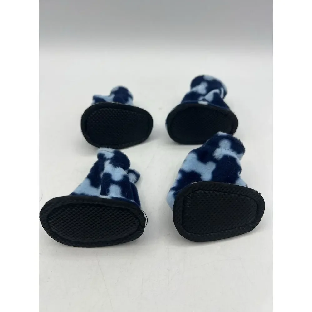 Simply Wag Dog Fleece Shoes Size Small Blue Boots Paw Protector 4 Pack